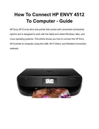 How To Connect HP ENVY 4512 To Computer? Wired Or Wireless