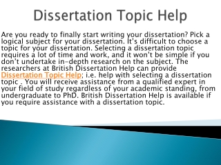 Dissertation Topic Help