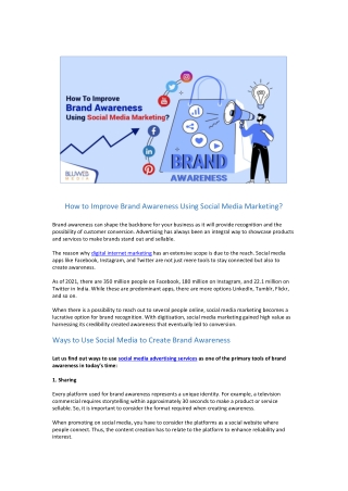 How to Improve Brand Awareness Using Social Media Marketing