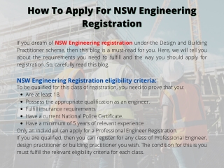 How To Apply For NSW Engineering Registration