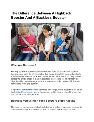 The Difference Between A Highback Booster And A Backless Booster
