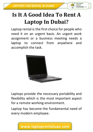 Is It A Good Idea To Rent A Laptop In Dubai?