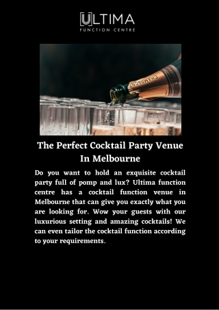 The perfect cocktail party venue in Melbourne!