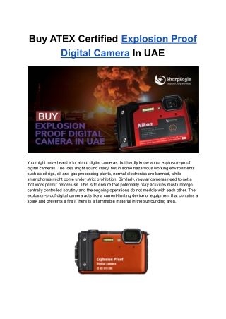 Buy ATEX Certified Explosion Proof Digital Camera In UAE (1)