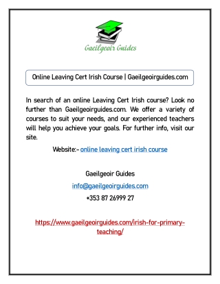 Online Leaving Cert Irish Course | Gaeilgeoirguides.com