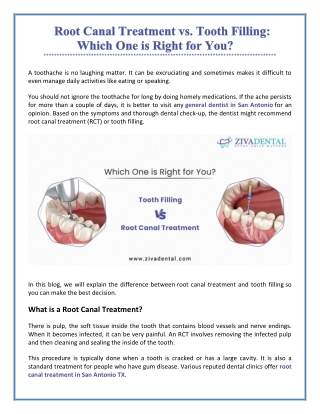 Root Canal Treatment vs Tooth Filling: Which One is Right for You?