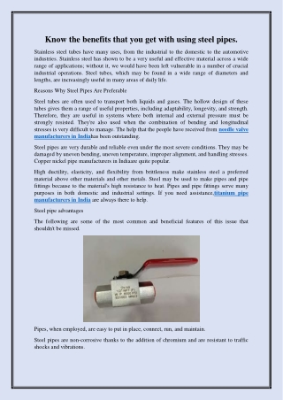 Know the benefits that you get with using steel pipe1