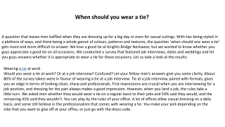 When should you wear a tie