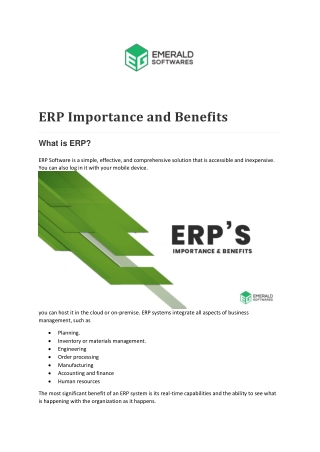 ERP Importance and Benefits - Emerald Softwares
