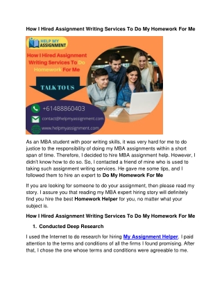 How I Hired Assignment Writing Services To Do My Homework For Me