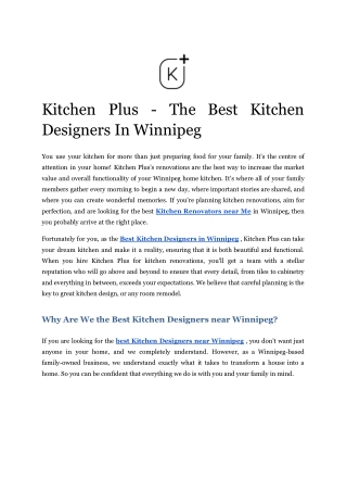 Kitchen Plus - The Best Kitchen Designers In Winnipeg