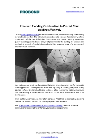 Premium Cladding Construction to Protect Your Building Effectively 