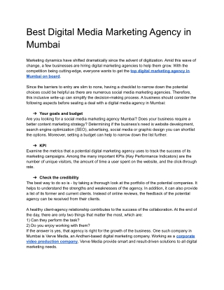 Best Digital Media Marketing Agency in Mumbai