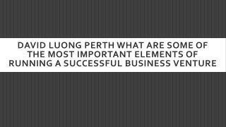 David Thien Anh Luong What Are Some of the Most Important Elements of Running a Successful Business Venture