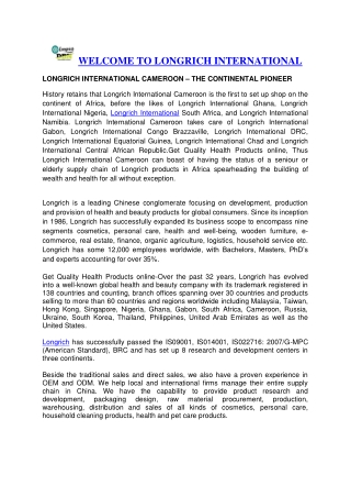 WELCOME TO LONGRICH INTERNATIONAL