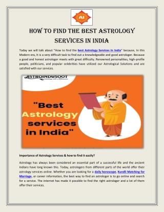 How to find the Best Astrology Services in India