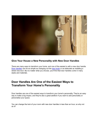 Give Your House a New Personality with New Door Handles