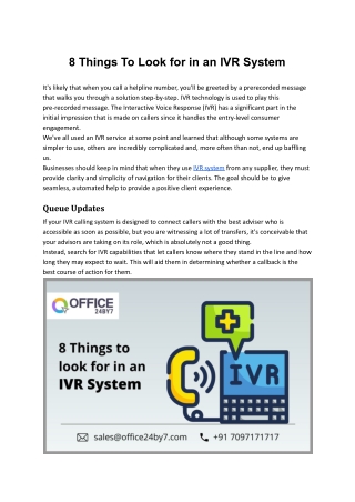 8 Things To Look for in an IVR System