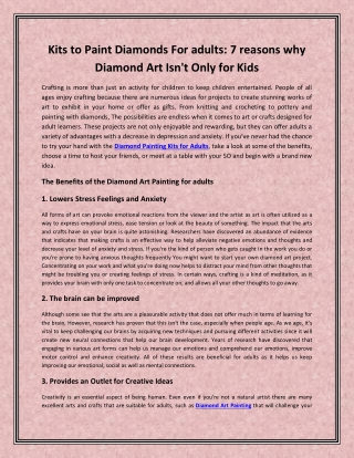 Kits to Paint Diamonds For adults 7 reasons why Diamond Art Isn't Only for Kids (1)