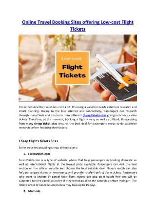 The Cheapest Flights And Flight Tickets For You