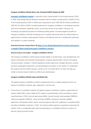 Inorganic scintillators Market Share, Size, Demand & SWOT Analysis by 2028
