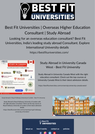 Overseas Higher Education Consultant | Best Fit University