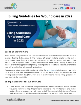 Billing Guidelines for Wound Care in 2022