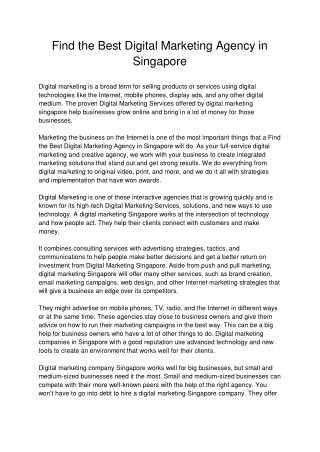 Find the Best Digital Marketing Agency in Singapore