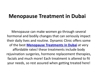 Menopause Treatment in Dubai