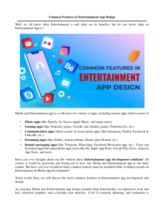 Common Features in Entertainment App Design