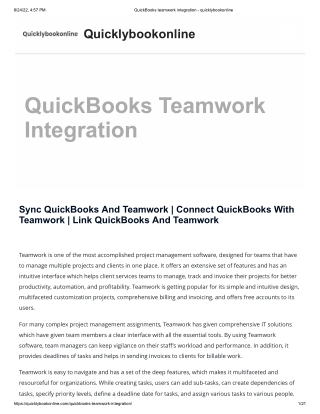 QuickBooks teamwork integration - quicklybookonline