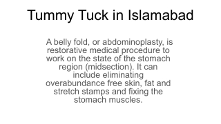 Tummy Tuck in Islamabad