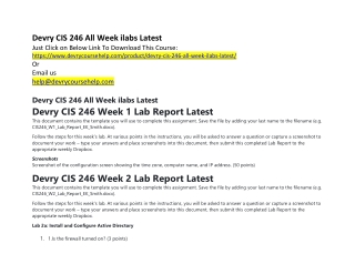 Devry CIS 246 All Week ilabs Latest