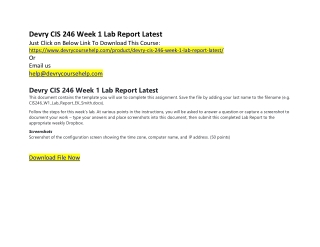 Devry CIS 246 Week 1 Lab Report Latest
