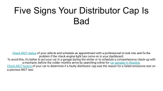 Five Signs Your Distributor Cap Is Bad
