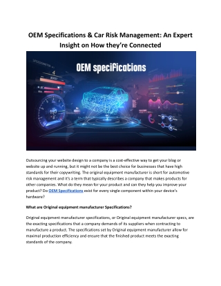 OEM Specifications & Car Risk Management_ An Expert Insight on How they’re Connected