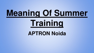 Meaning Of Summer Training