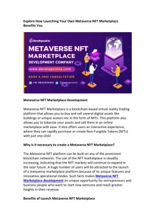 Metaverse NFT Marketplace Development