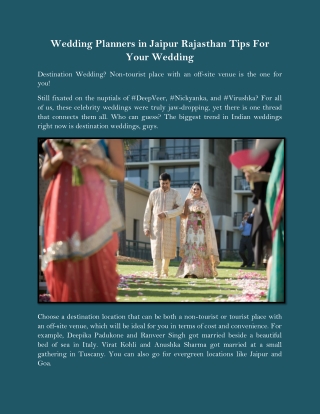 Wedding Planners in Jaipur Rajasthan Tips For Your Wedding
