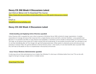 Devry CIS 246 Week 4 Discussions Latest