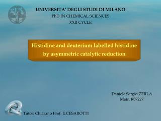 UNIVERSITA’ DEGLI STUDI DI MILANO PhD IN CHEMICAL SCIENCES XXII CYCLE