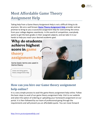 Most Affordable Game Theory Assignment Help