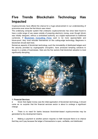 Five Trends Blockchain Technology Has Impacted