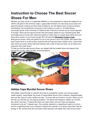 Instruction to Choose The Best Soccer Shoes For Men