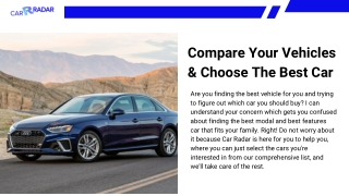 Compare Your Vehicles & Choose The Best Car | Car Radar