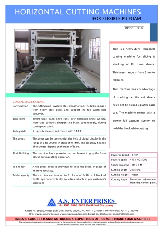 Horizontal Cutting Machine (Belt) | PU foam | AS Enterprises