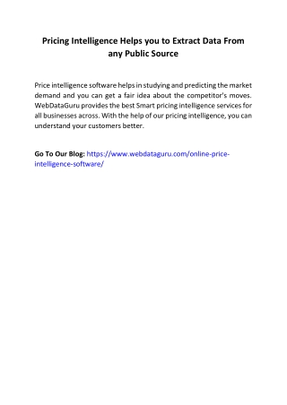 Pricing Intelligence Helps you to Extract Data From any Public Source