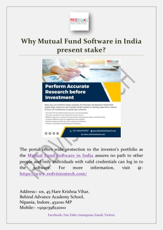 Why Mutual Fund Software in India present stake