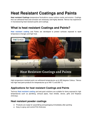 Heat resistant Coatings and Paints.