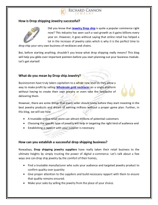 How is Dropshipping Jewellery successful